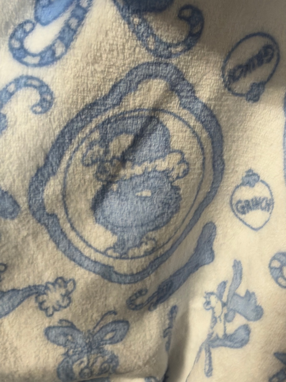 The Grinch Plush Blue & White Zip-Up Hoodie with Pom Drawstrings - Picture 6 of 6